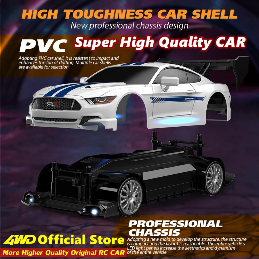 4WD RC Drift Car with Interchangeable Tires (For Kids and Adults)