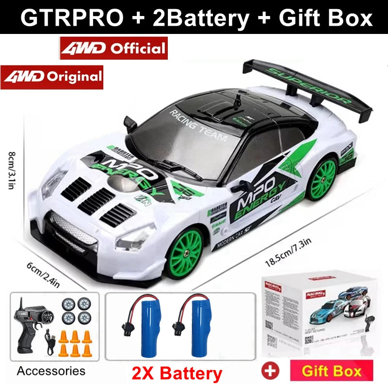 4WD RC Drift Car with Interchangeable Tires (For Kids and Adults)