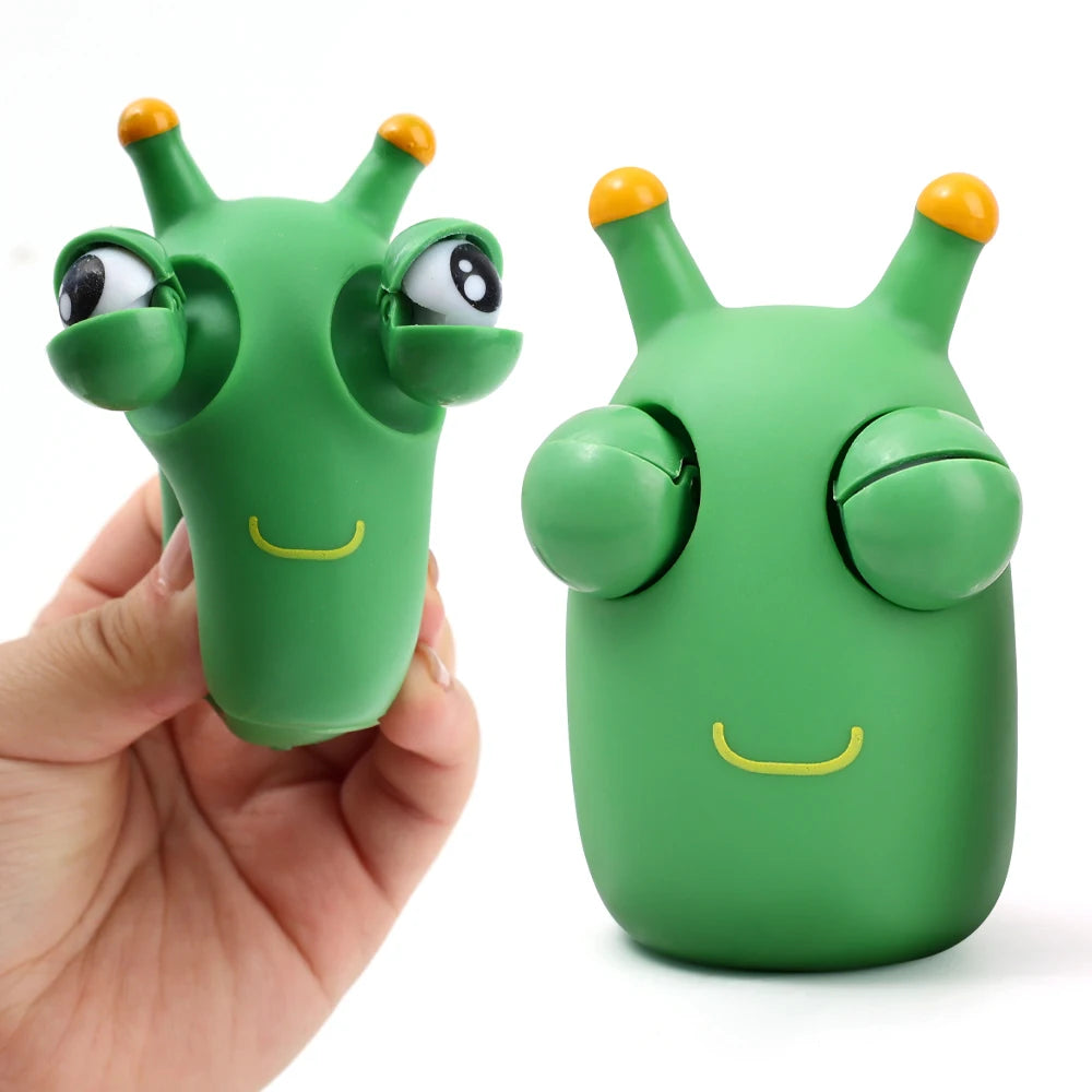 Eye-popping Green Worm Squshy Toy | Stress Relief for Kids and Adults