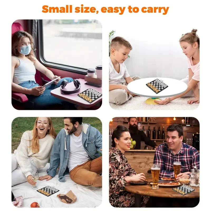 Compact Magnetic Board Games (Chess / Checkers / Backgammon)