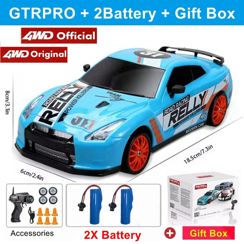 4WD RC Drift Car with Interchangeable Tires (For Kids and Adults)