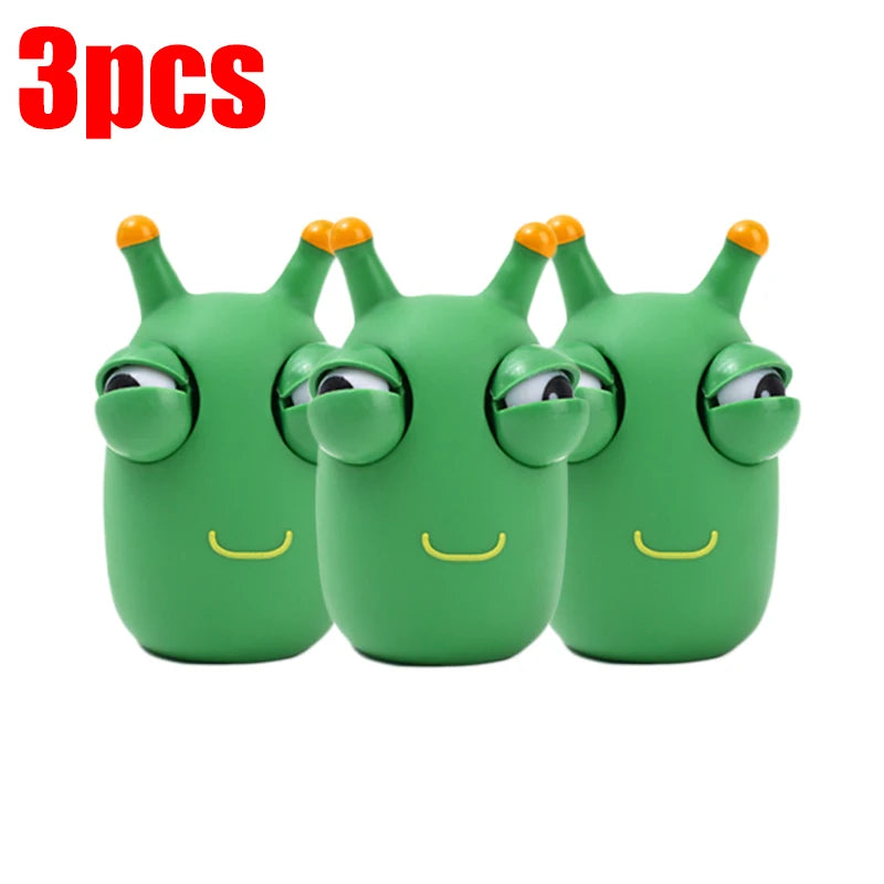 Eye-popping Green Worm Squshy Toy | Stress Relief for Kids and Adults