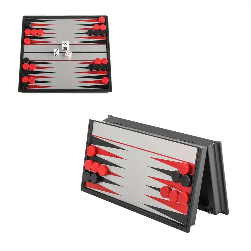 Compact Magnetic Board Games (Chess / Checkers / Backgammon)