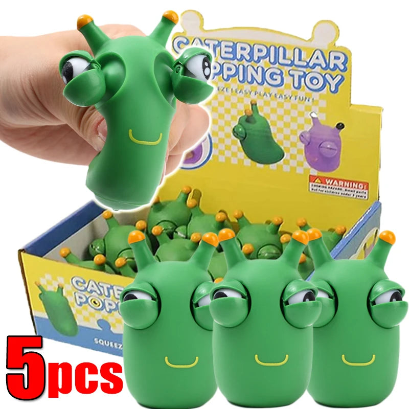 Eye-popping Green Worm Squshy Toy | Stress Relief for Kids and Adults
