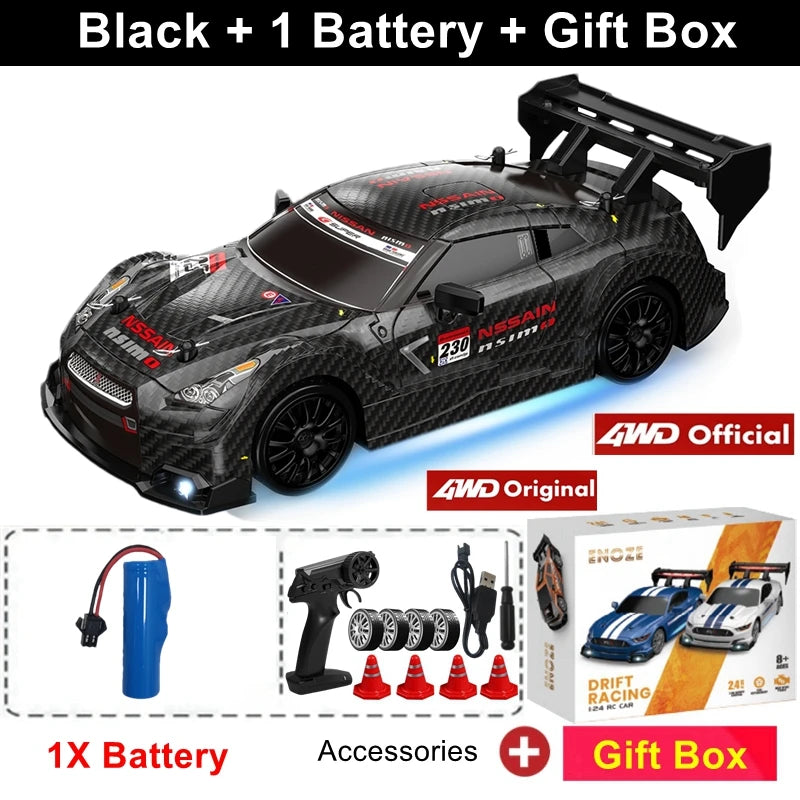 4WD RC Drift Car with Interchangeable Tires (For Kids and Adults)