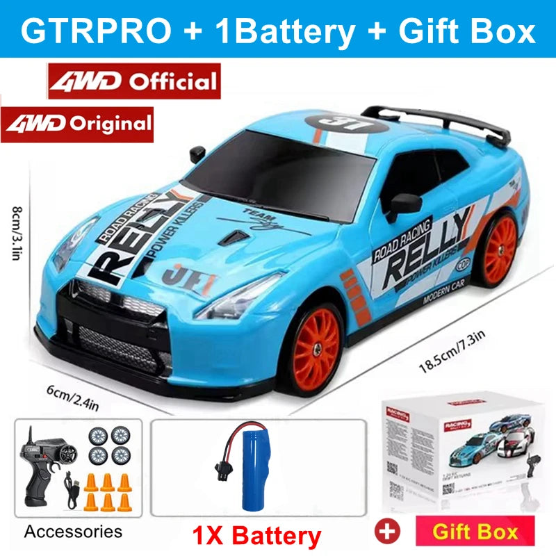 4WD RC Drift Car with Interchangeable Tires (For Kids and Adults)