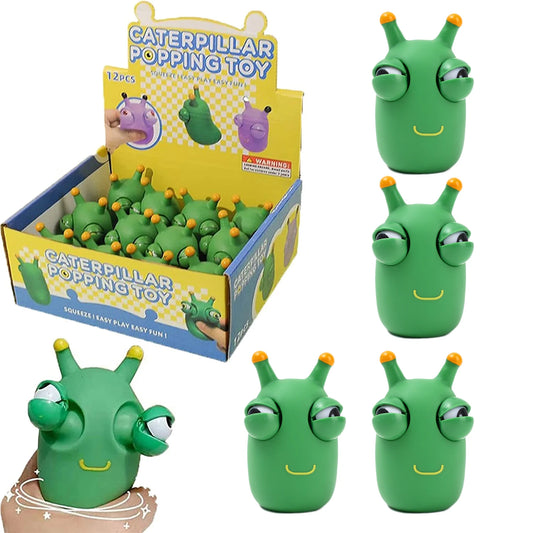 Eye-popping Green Worm Squshy Toy | Stress Relief for Kids and Adults