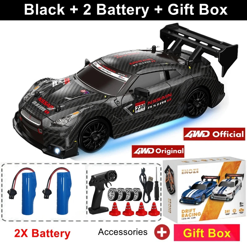 4WD RC Drift Car with Interchangeable Tires (For Kids and Adults)