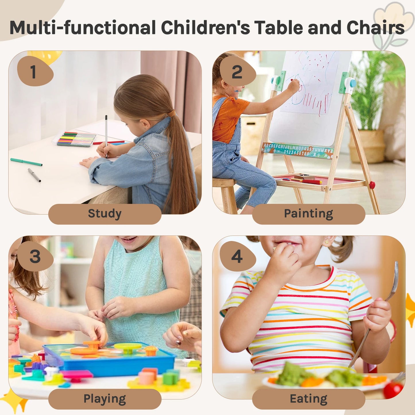 Children's Table Set with 2 Chairs a Painting Table | Kids Study Table