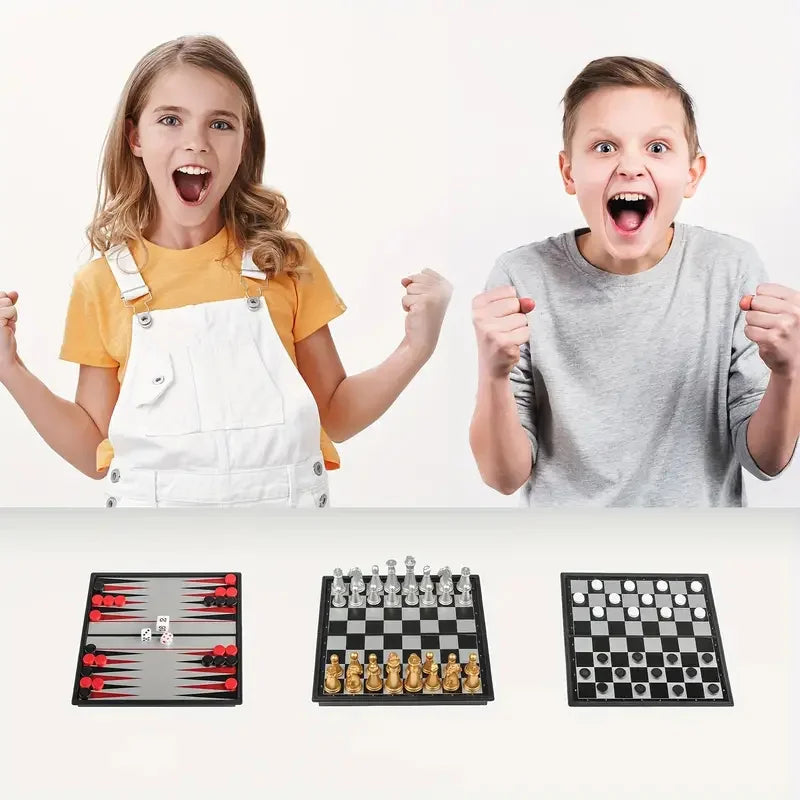Compact Magnetic Board Games (Chess / Checkers / Backgammon)