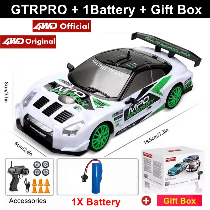 4WD RC Drift Car with Interchangeable Tires (For Kids and Adults)